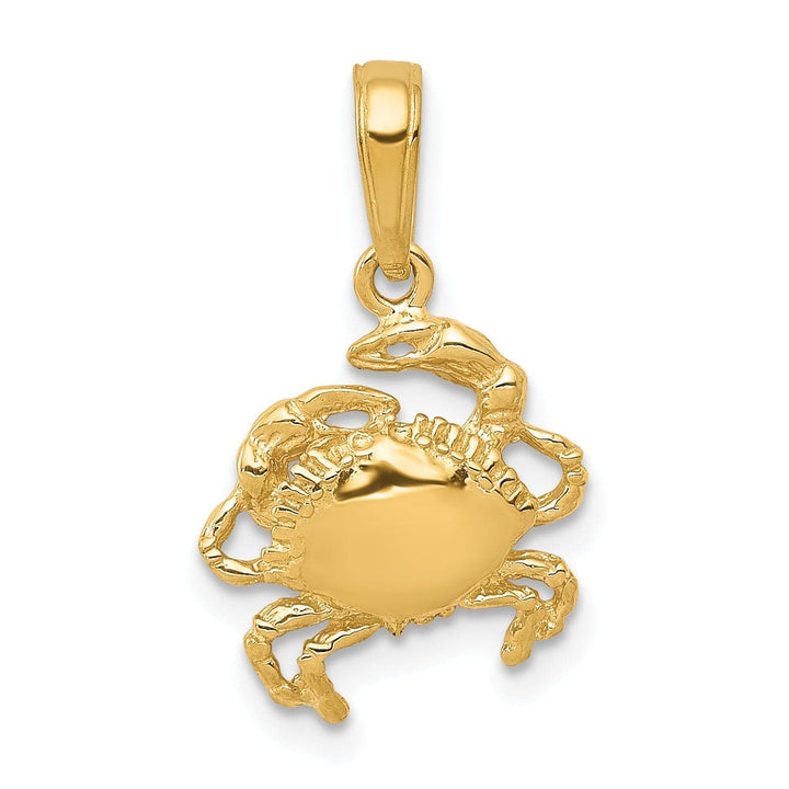 Lovely Rita's Pendants & Charms 14k Yellow Gold Polished Textured Finish Solid Blue Claw Crab Charm Pendant