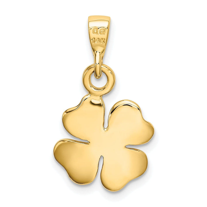 Lovely Rita's Pendants & Charms 14k Yellow Gold Polished Textured Finish Solid Flat Back Four Leaf Clover Charm Pendant