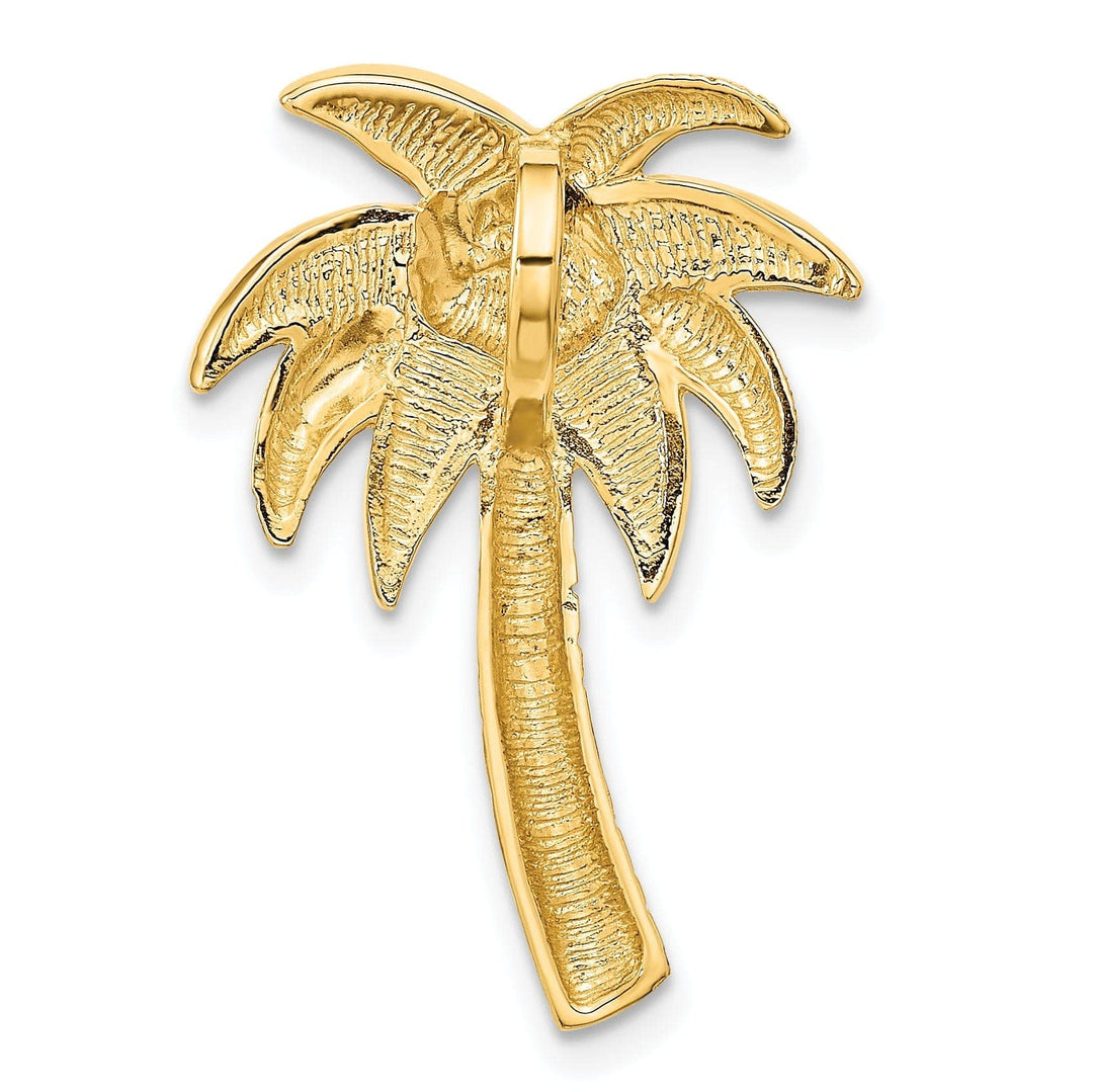 Lovely Rita's Pendants & Charms 14k Yellow Gold Polished Textured Finish Solid Lab Created Opal Palm Tree Slide Pendant fits up to 6mm Omega