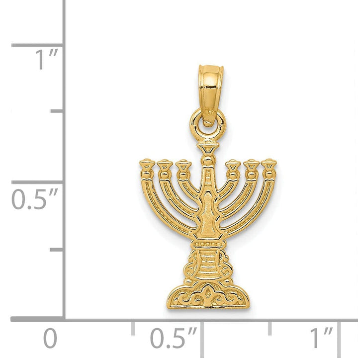 Lovely Rita's Pendants & Charms 14K Yellow Gold Polished Textured Finish Solid Menorah Charm Pendant