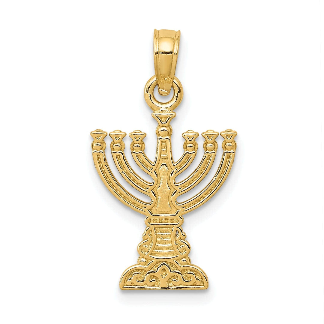 Lovely Rita's Pendants & Charms 14K Yellow Gold Polished Textured Finish Solid Menorah Charm Pendant