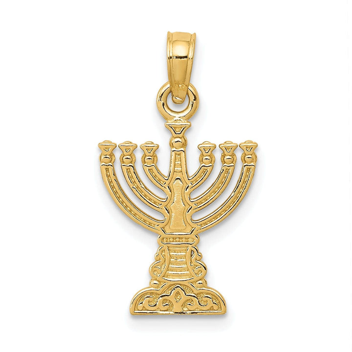 Lovely Rita's Pendants & Charms 14K Yellow Gold Polished Textured Finish Solid Menorah Charm Pendant