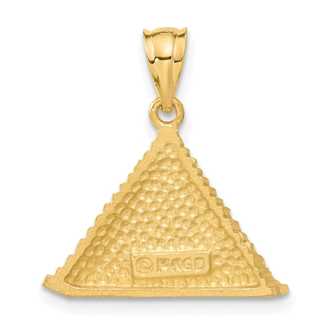 Lovely Rita's Pendants & Charms 14k Yellow Gold Polished Textured Finish Solid Pyramid Charm Pendant