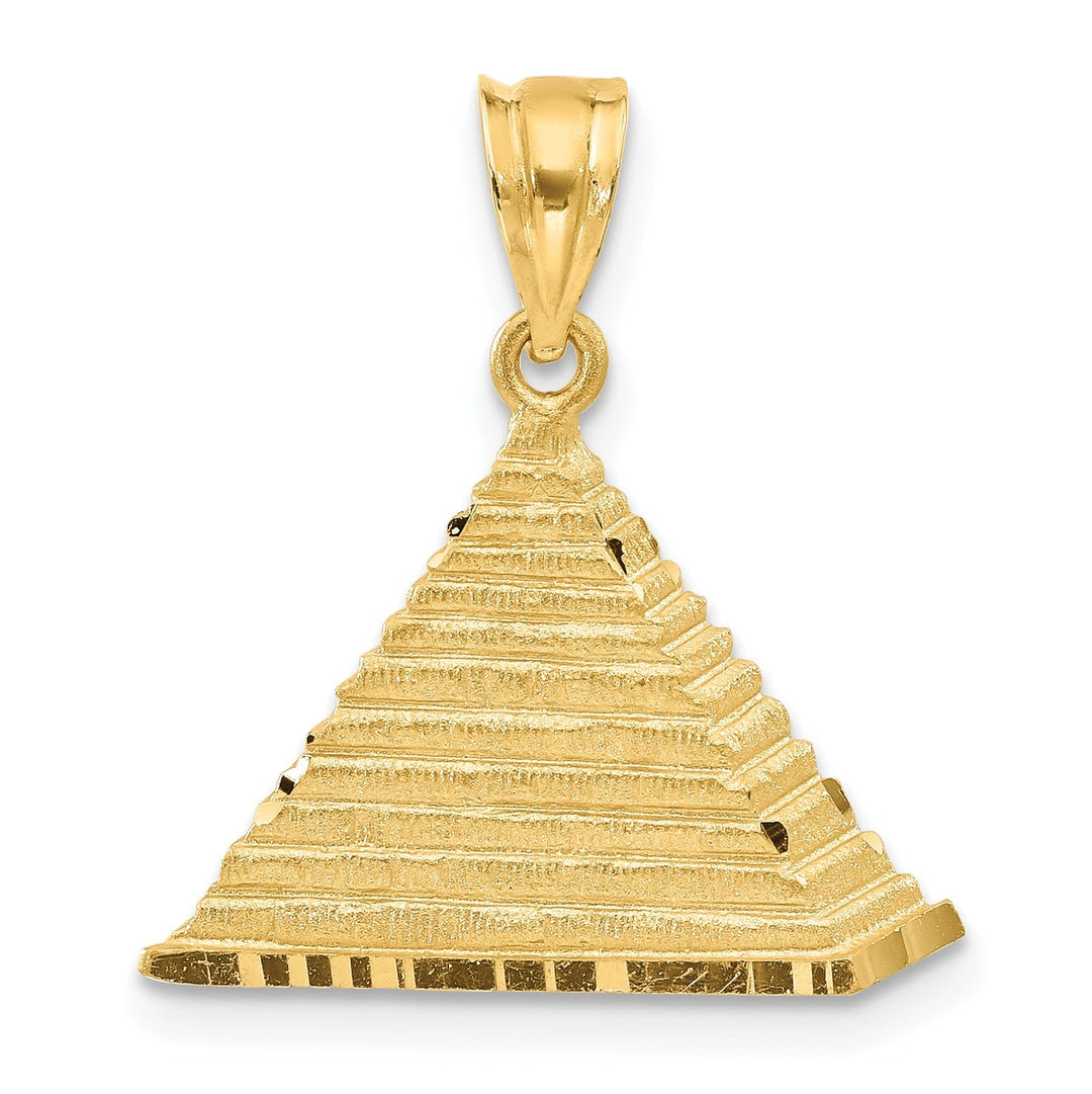 Lovely Rita's Pendants & Charms 14k Yellow Gold Polished Textured Finish Solid Pyramid Charm Pendant