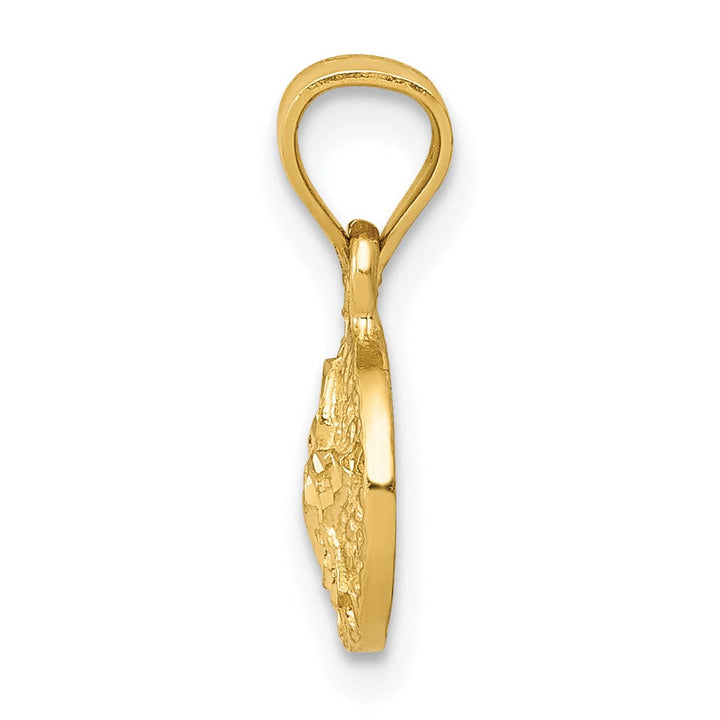 Lovely Rita's Pendants & Charms 14K Yellow Gold Polished Textured Finish Solid Sea Sand Dollar Charm Pendant