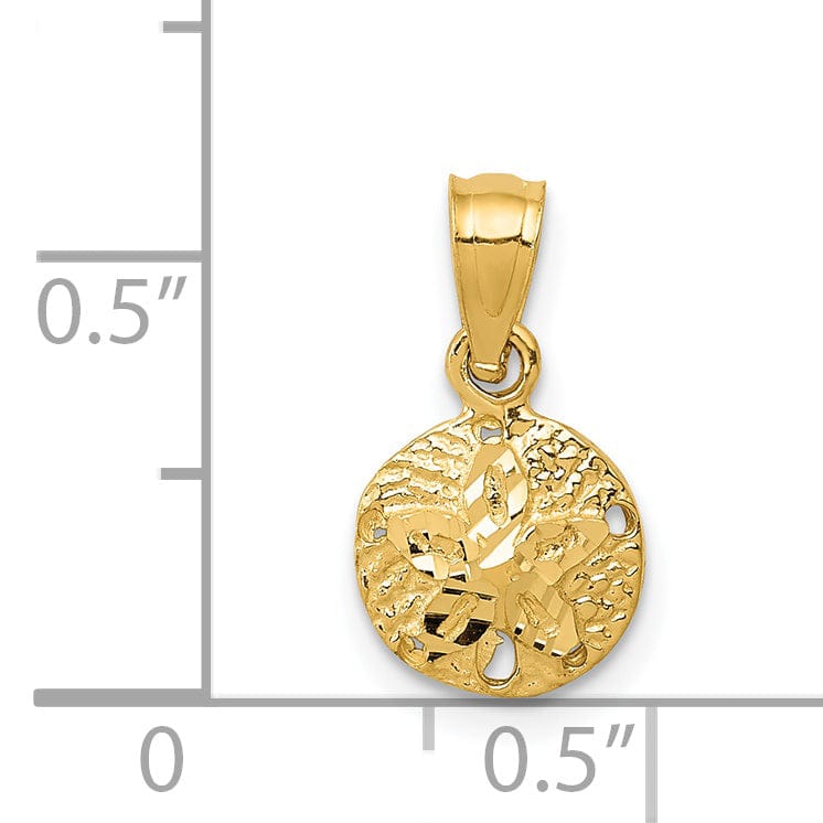 Lovely Rita's Pendants & Charms 14K Yellow Gold Polished Textured Finish Solid Sea Sand Dollar Charm Pendant