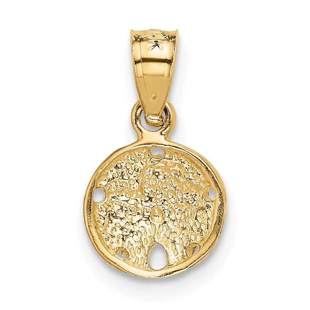 Lovely Rita's Pendants & Charms 14K Yellow Gold Polished Textured Finish Solid Sea Sand Dollar Charm Pendant