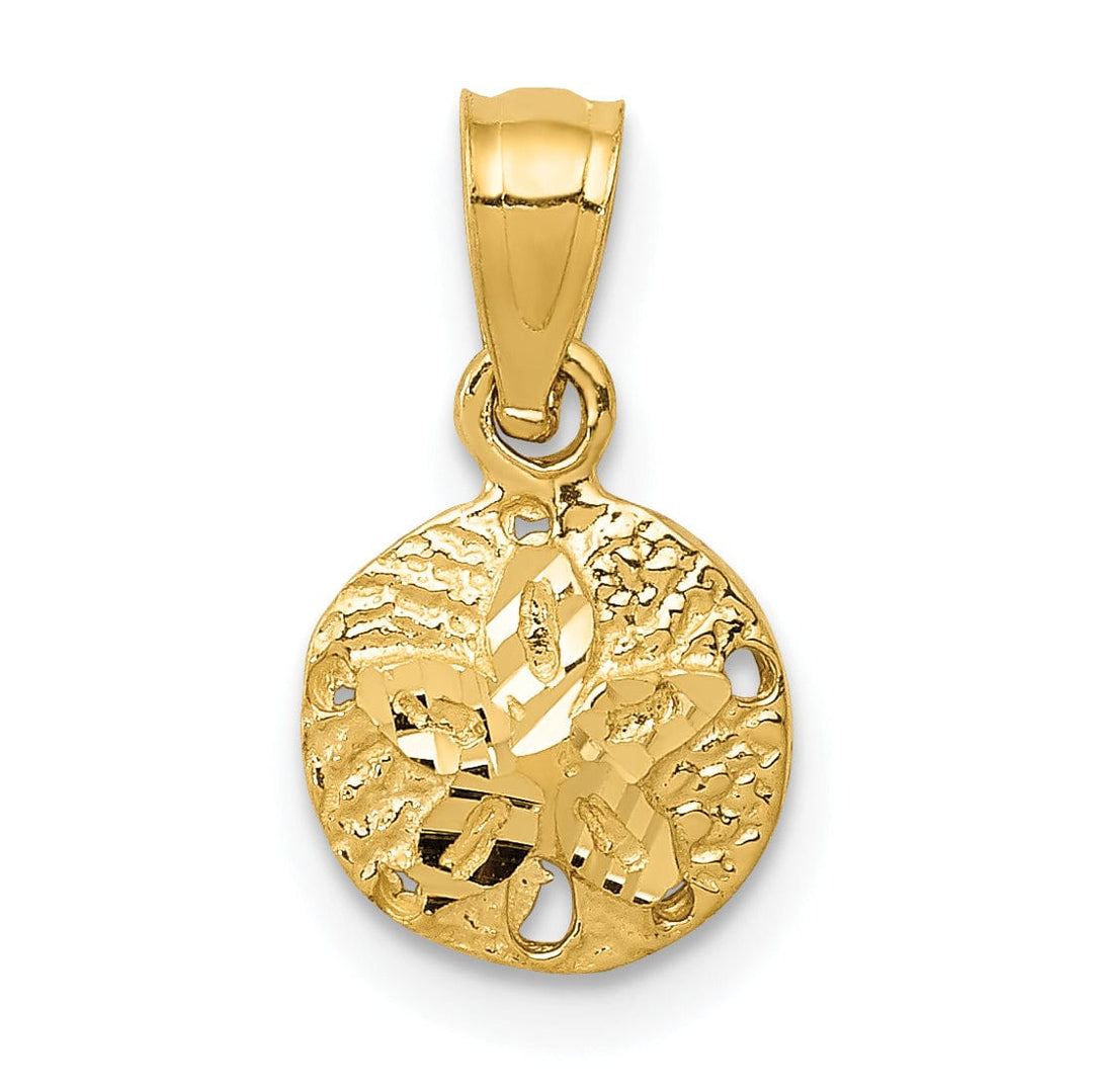 Lovely Rita's Pendants & Charms 14K Yellow Gold Polished Textured Finish Solid Sea Sand Dollar Charm Pendant