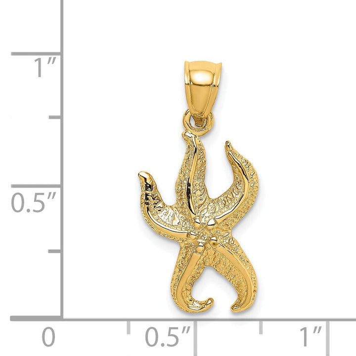 Lovely Rita's Pendants & Charms 14K Yellow Gold Polished Textured Finish Starfish Charm Pendant