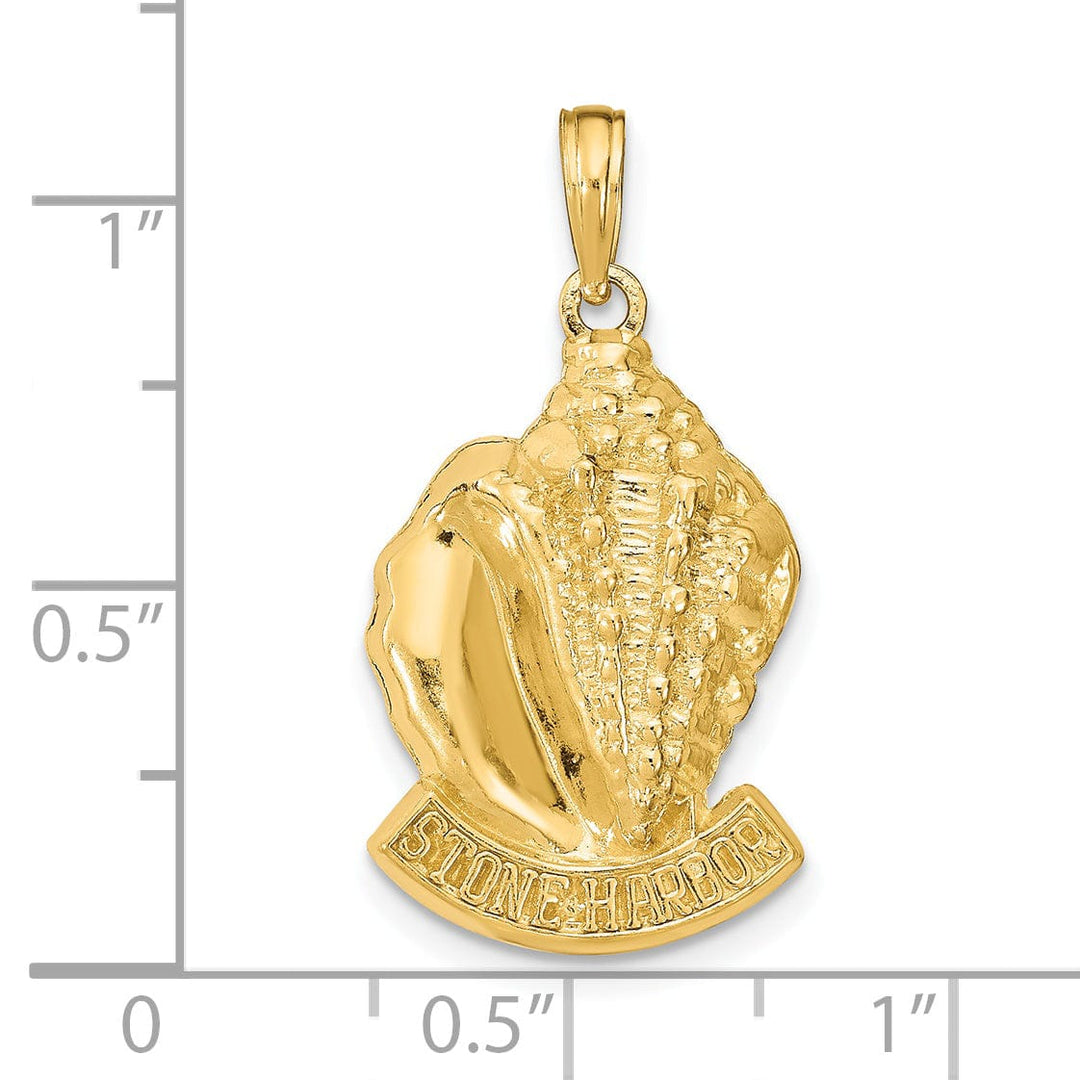 Lovely Rita's Pendants & Charms 14k Yellow Gold Polished Textured Finish STONE HARBOR, New Jersey Conch Sea Shell Charm Pendant
