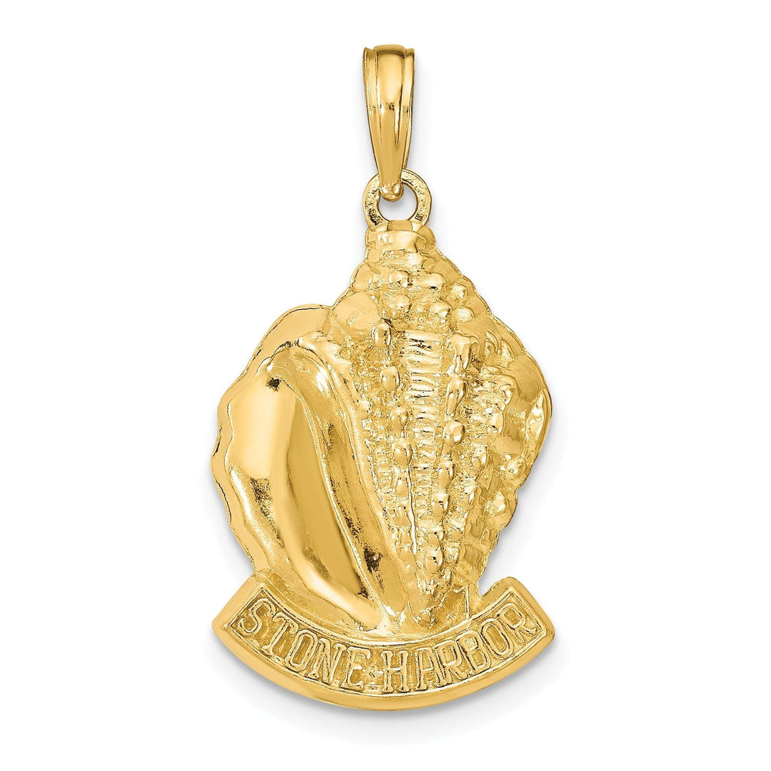 Lovely Rita's Pendants & Charms 14k Yellow Gold Polished Textured Finish STONE HARBOR, New Jersey Conch Sea Shell Charm Pendant