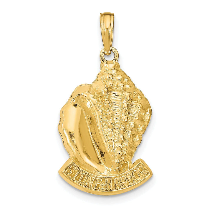Lovely Rita's Pendants & Charms 14k Yellow Gold Polished Textured Finish STONE HARBOR, New Jersey Conch Sea Shell Charm Pendant