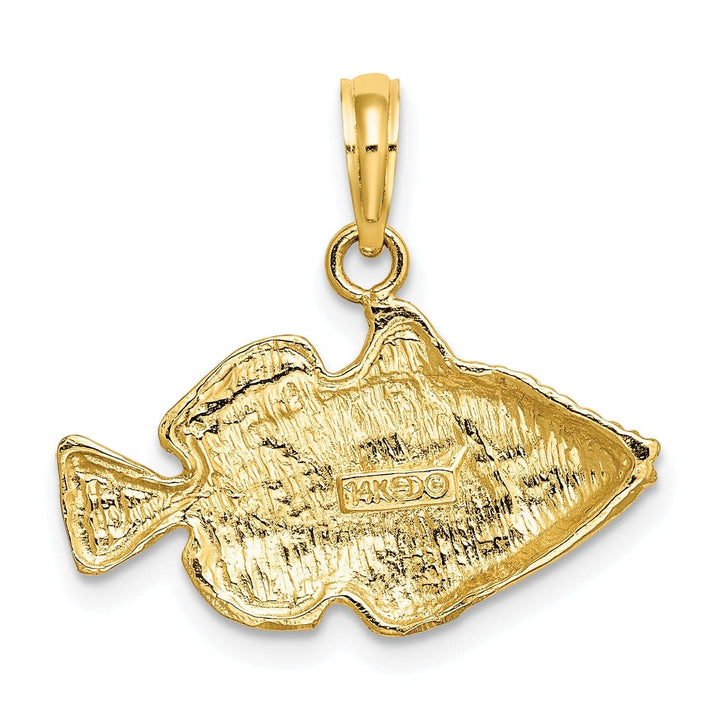 Lovely Rita's Pendants & Charms 14K Yellow Gold Polished Textured Finish Stripped Fish Design Charm Pendant