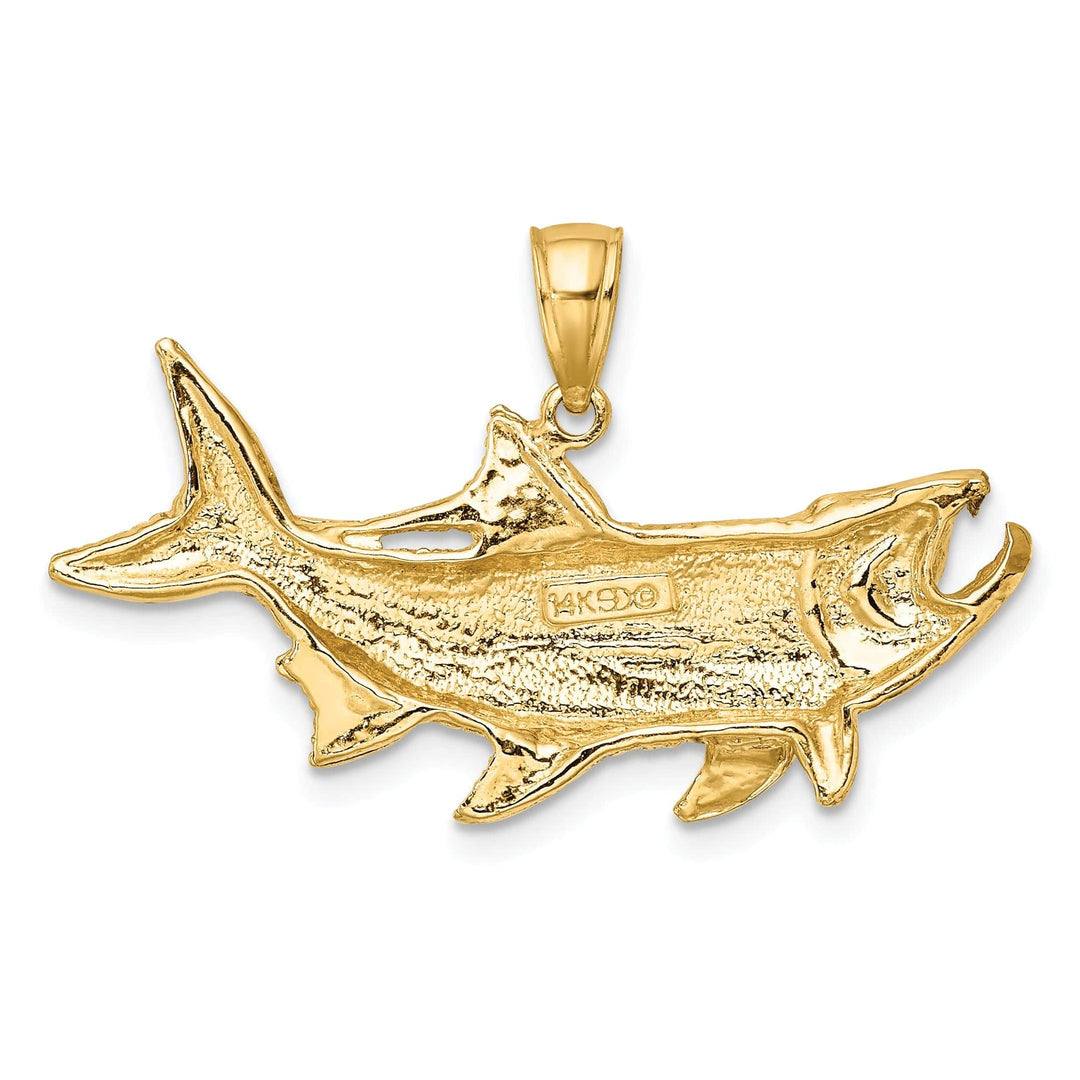Lovely Rita's Pendants & Charms 14K Yellow Gold Polished Textured Finish Tarpon Fish with Open Mouth Design Charm Pendant