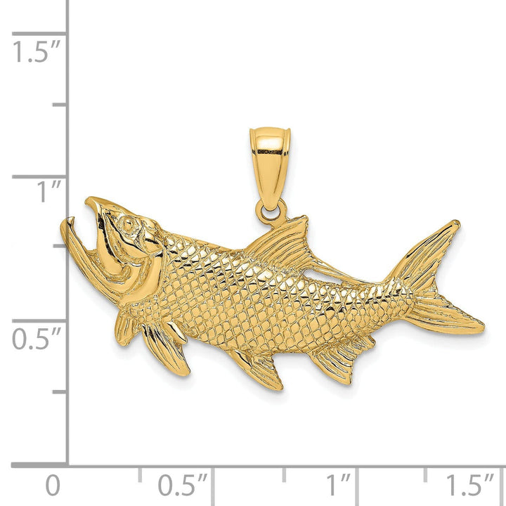 Lovely Rita's Pendants & Charms 14K Yellow Gold Polished Textured Finish Tarpon Fish with Open Mouth Design Charm Pendant