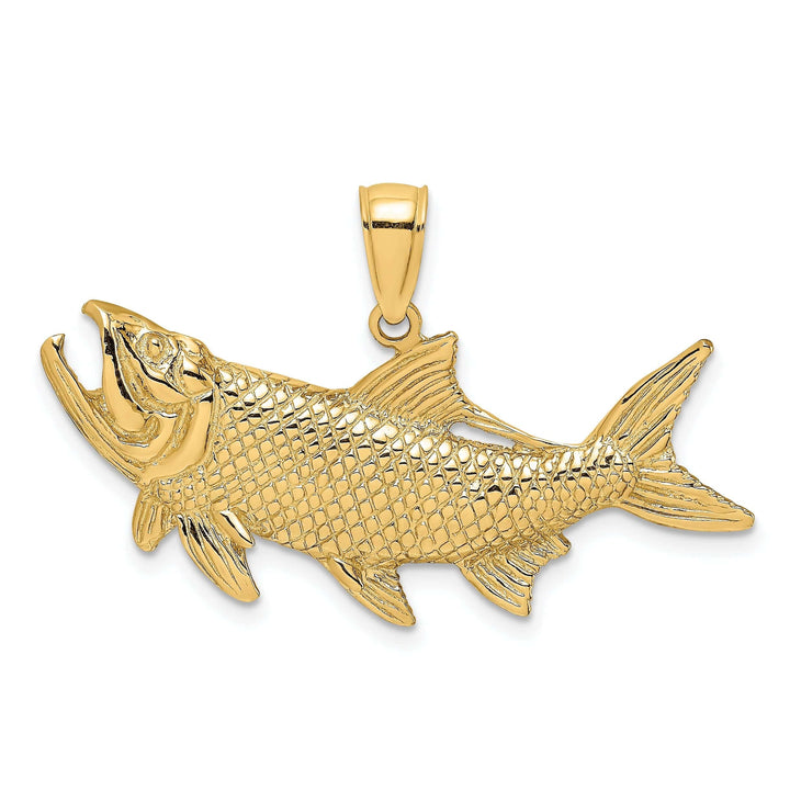 Lovely Rita's Pendants & Charms 14K Yellow Gold Polished Textured Finish Tarpon Fish with Open Mouth Design Charm Pendant