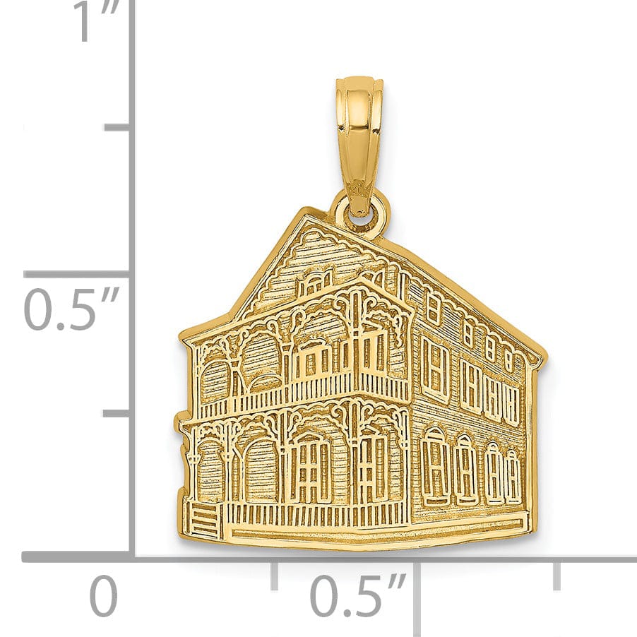 Lovely Rita's Pendants & Charms 14K Yellow Gold Polished Textured Finish The PINK HOUSE- CAPE MAY, NJ Charm Pendant