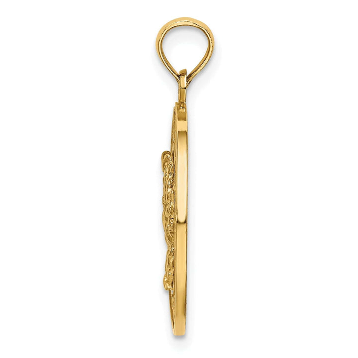 Lovely Rita's Pendants & Charms 14K Yellow Gold Polished Textured Finish TURKS & CAICOS Circle Design with Crab Charm Pendant