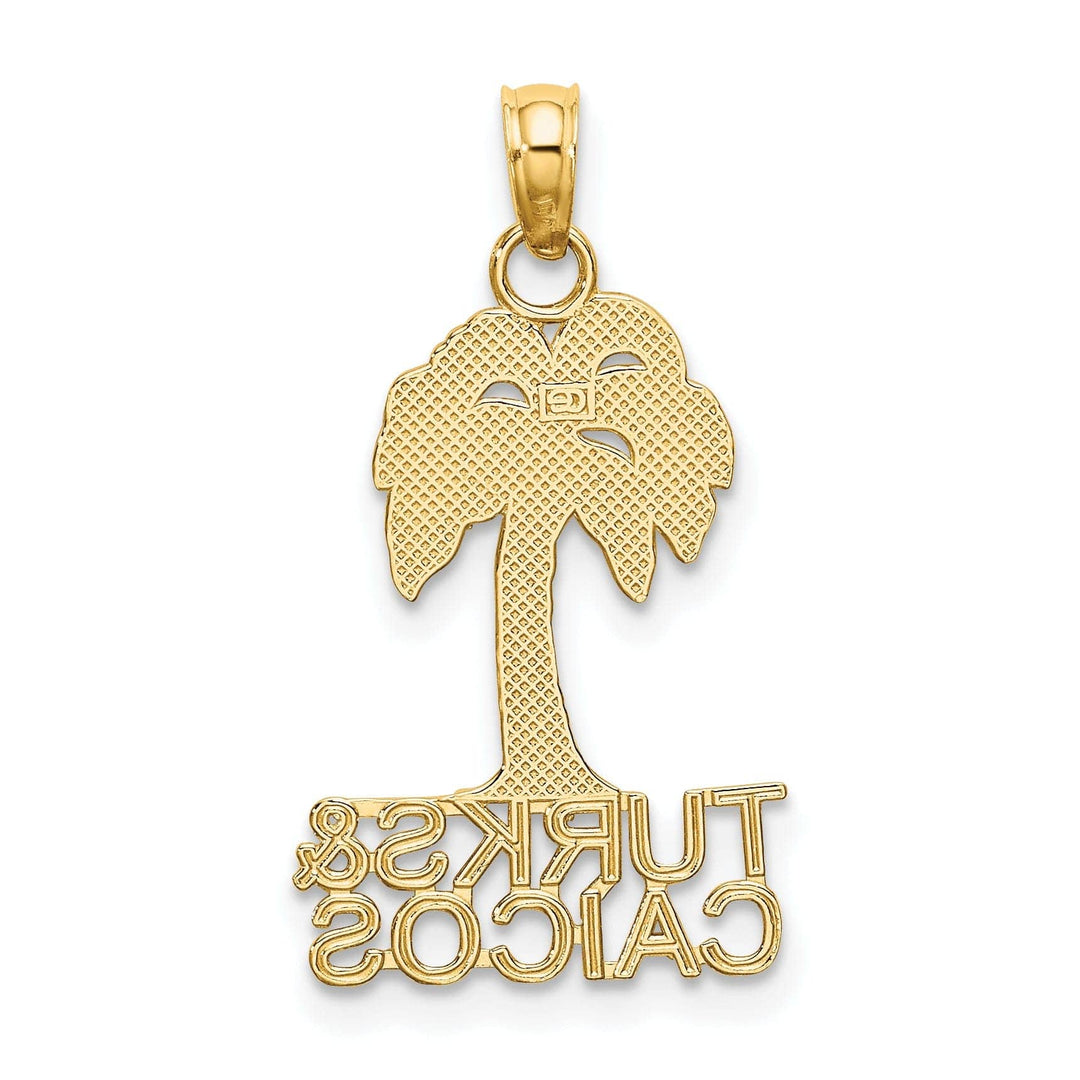 Lovely Rita's Pendants & Charms 14K Yellow Gold Polished Textured Finish TURKS & CAICOS Palm Tree Charm Pendant