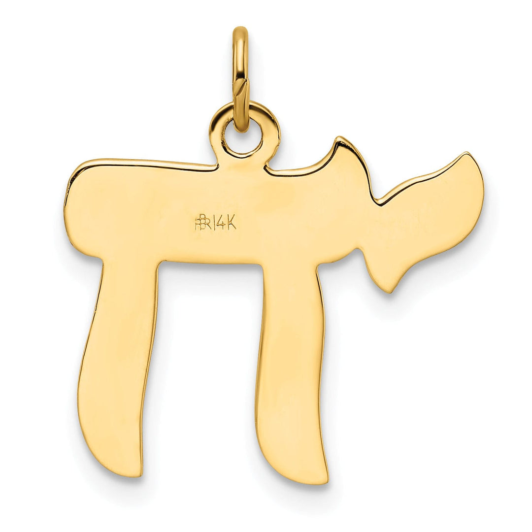 Lovely Rita's Pendants & Charms 14K Yellow Gold Polished Textured Finish Unisex Chai Symbol Pendant