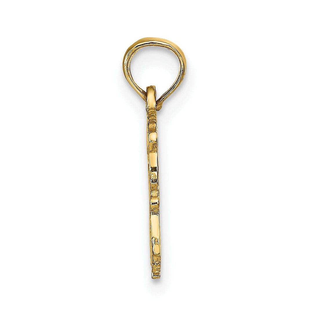 Lovely Rita's Pendants & Charms 14K Yellow Gold Polished Textured Finish Zodiac AQUARIUS Charm Pendant