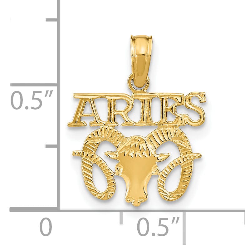 Lovely Rita's Pendants & Charms 14K Yellow Gold Polished Textured Finish Zodiac ARIES Charm Pendant