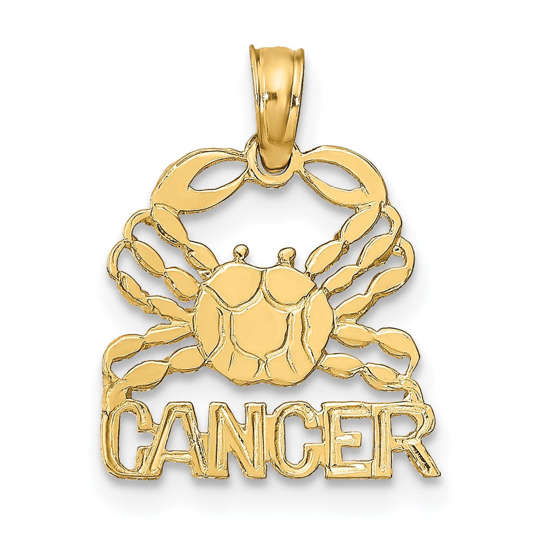 Lovely Rita's Pendants & Charms 14K Yellow Gold Polished Textured Finish Zodiac CANCER Charm Pendant