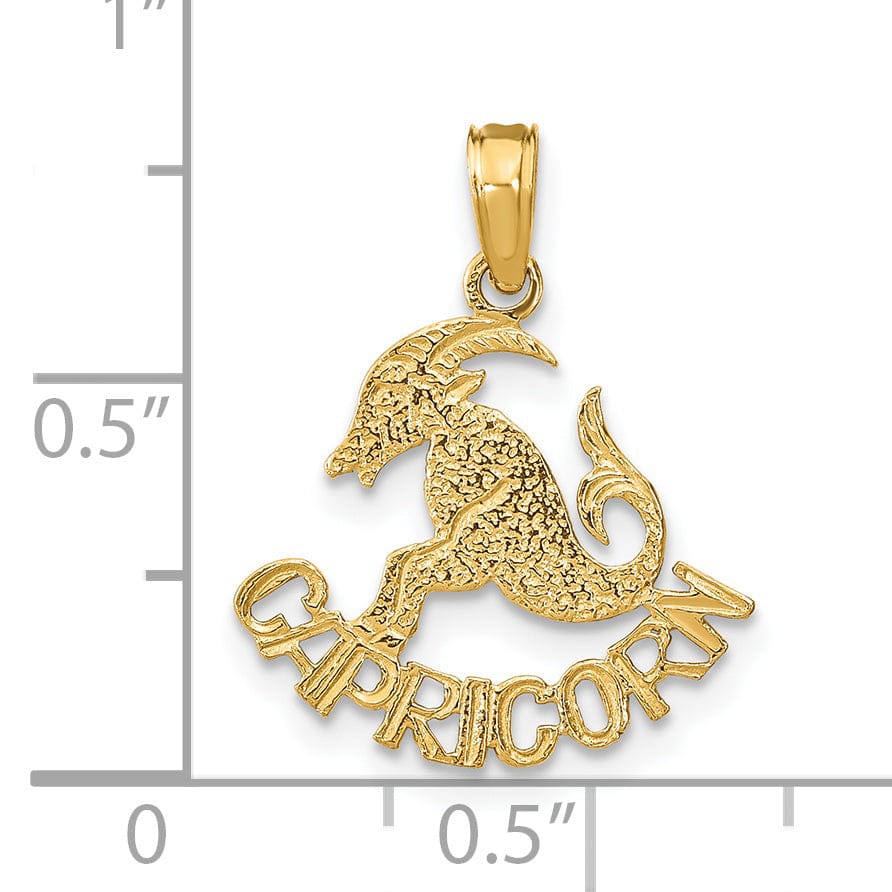 Lovely Rita's Pendants & Charms 14K Yellow Gold Polished Textured Finish Zodiac CAPRICORN Charm Pendant