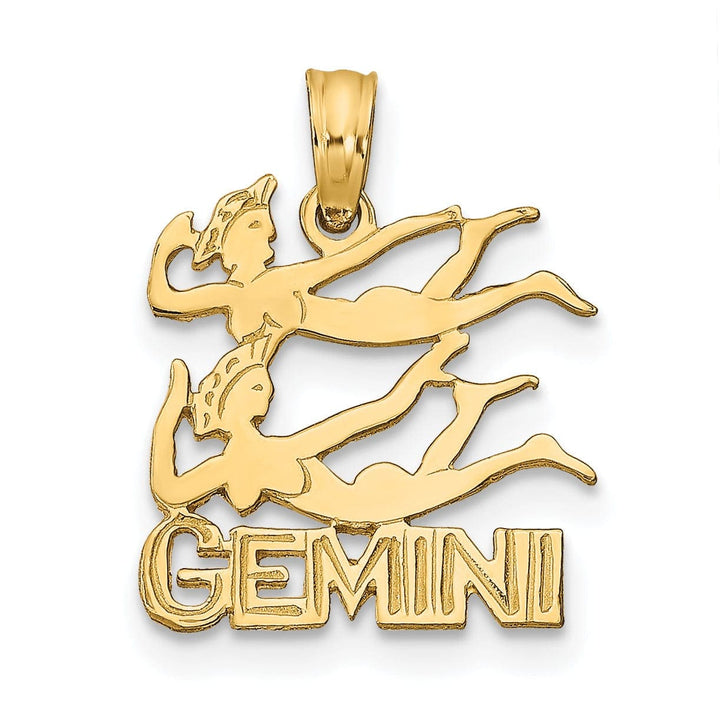 Lovely Rita's Pendants & Charms 14K Yellow Gold Polished Textured Finish Zodiac GEMINI Charm Pendant