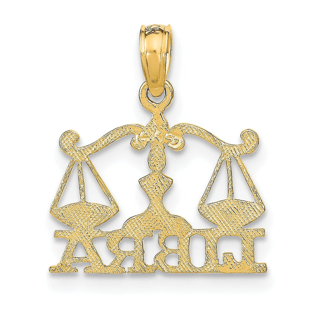 Lovely Rita's Pendants & Charms 14K Yellow Gold Polished Textured Finish Zodiac LIBRA Charm Pendant