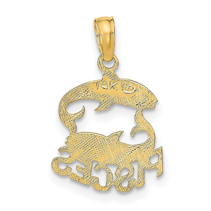 Lovely Rita's Pendants & Charms 14K Yellow Gold Polished Textured Finish Zodiac PISCES Charm Pendant