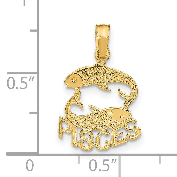 Lovely Rita's Pendants & Charms 14K Yellow Gold Polished Textured Finish Zodiac PISCES Charm Pendant
