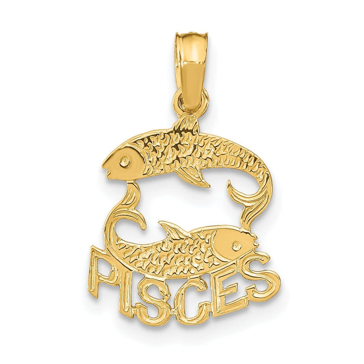 Lovely Rita's Pendants & Charms 14K Yellow Gold Polished Textured Finish Zodiac PISCES Charm Pendant