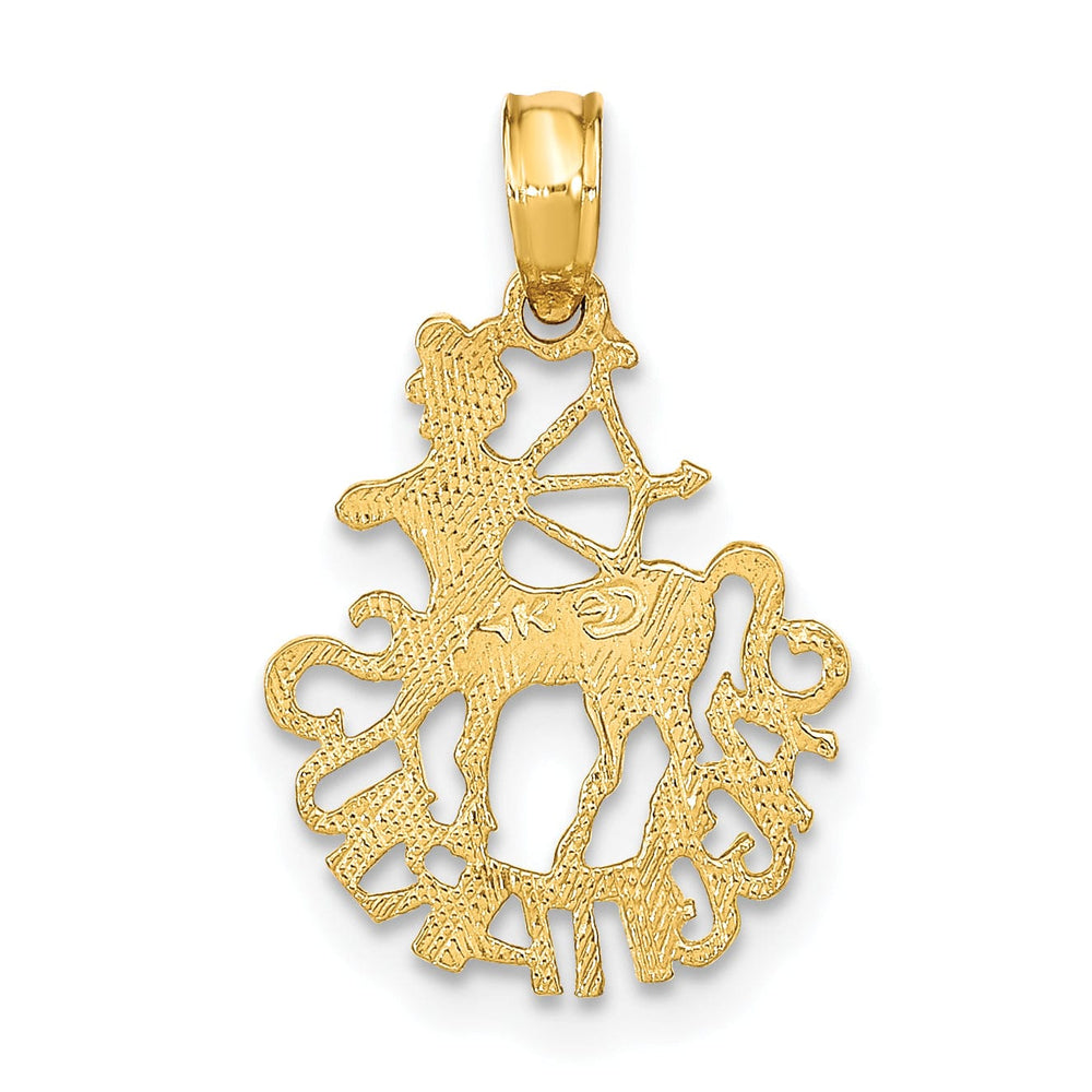 Lovely Rita's Pendants & Charms 14K Yellow Gold Polished Textured Finish Zodiac SAGITTARIUS Charm Pendant
