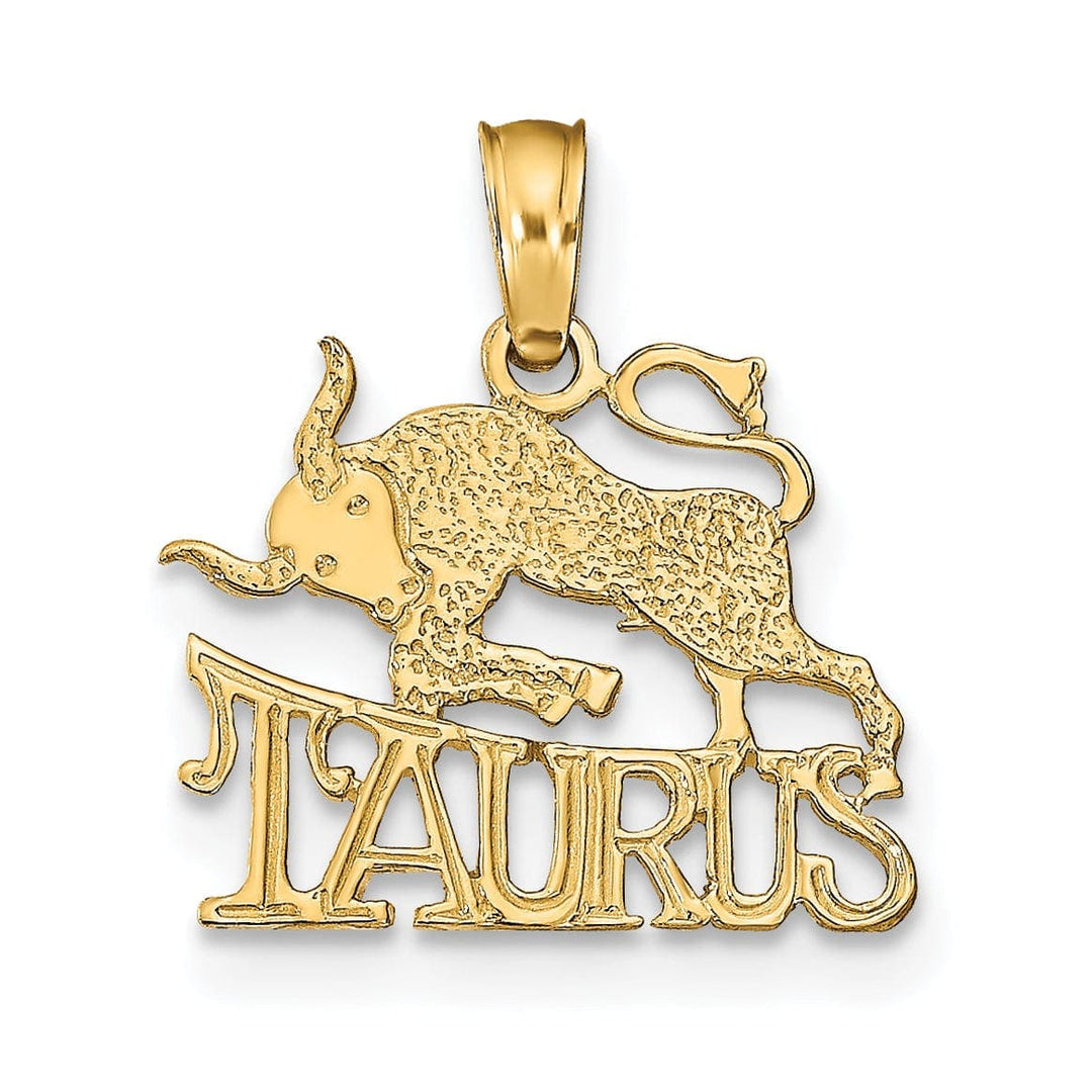 Lovely Rita's Pendants & Charms 14K Yellow Gold Polished Textured Finish Zodiac TAURUS Charm Pendant