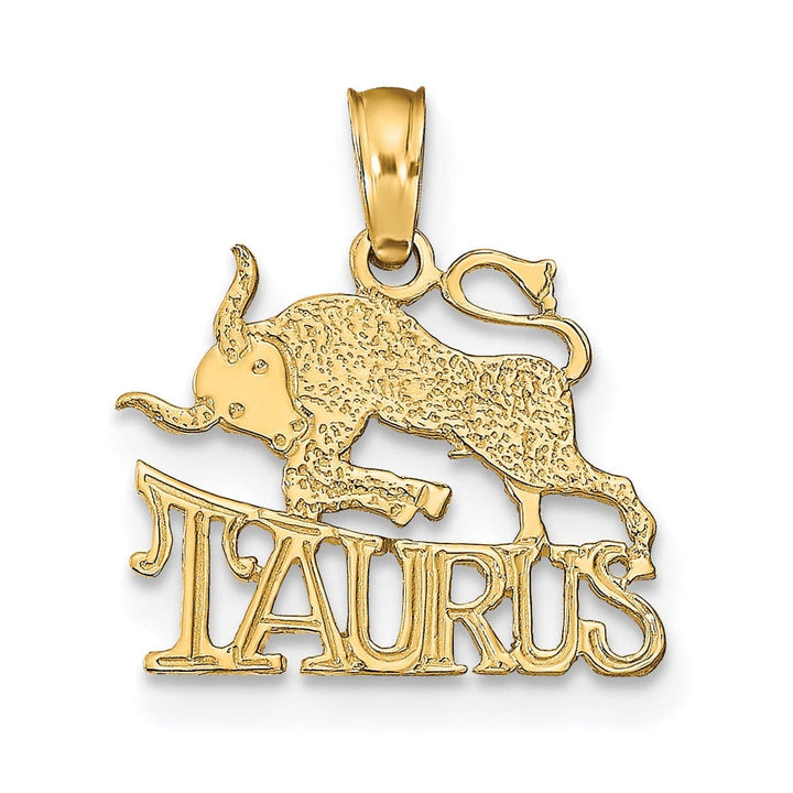 Lovely Rita's Pendants & Charms 14K Yellow Gold Polished Textured Finish Zodiac TAURUS Charm Pendant