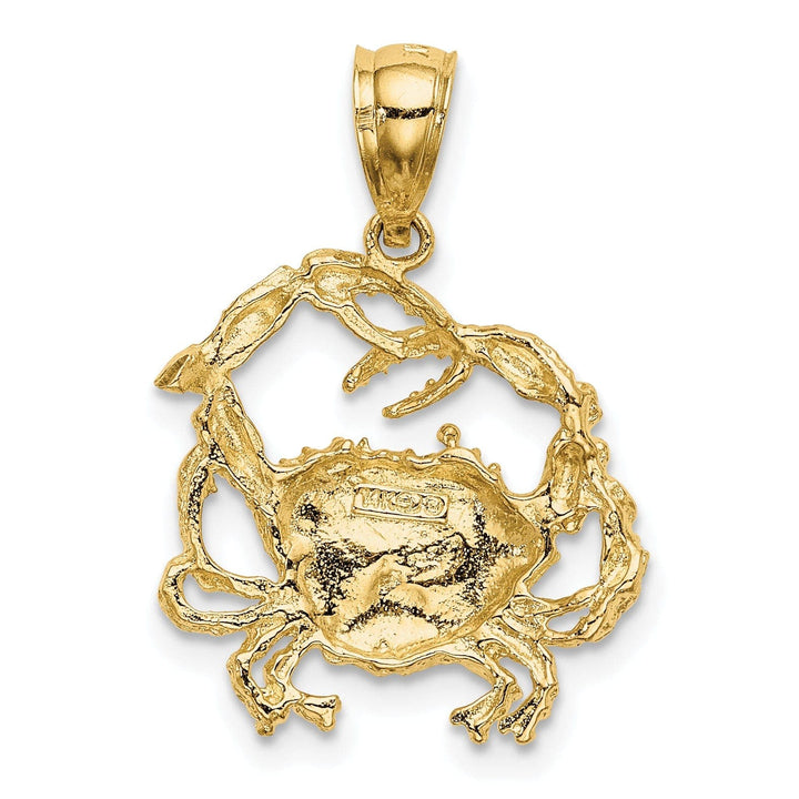 Lovely Rita's Pendants & Charms 14k Yellow Gold Polished Textured Finished Blue Claw Crab Charm Pendant