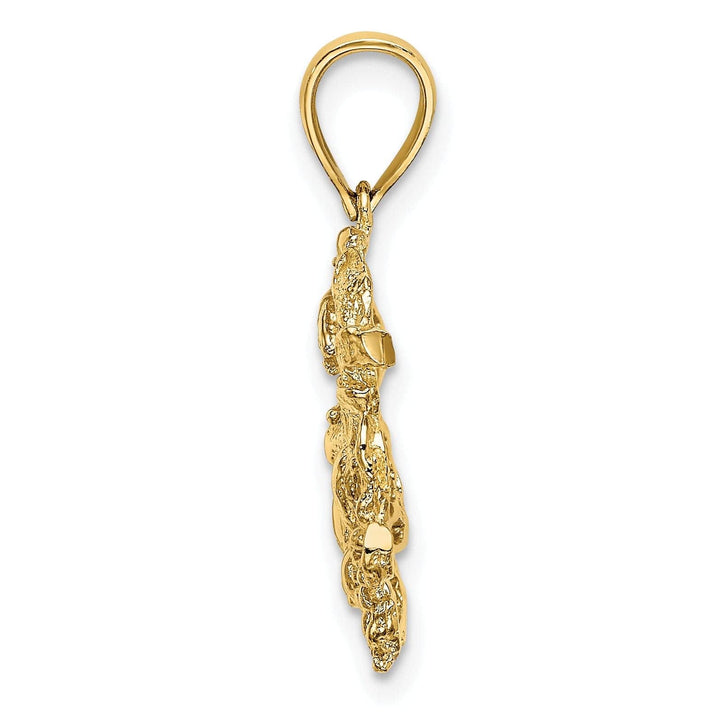 Lovely Rita's Pendants & Charms 14k Yellow Gold Polished Textured Finished Blue Claw Crab Charm Pendant