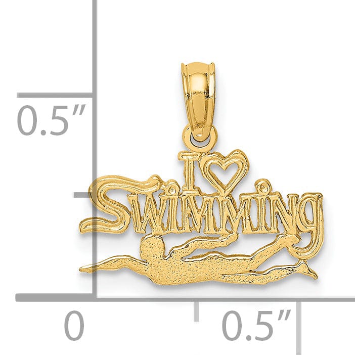 Lovely Rita's Pendants & Charms 14K Yellow Gold Polished Textured I HEART SWIMMING Charm Pendant