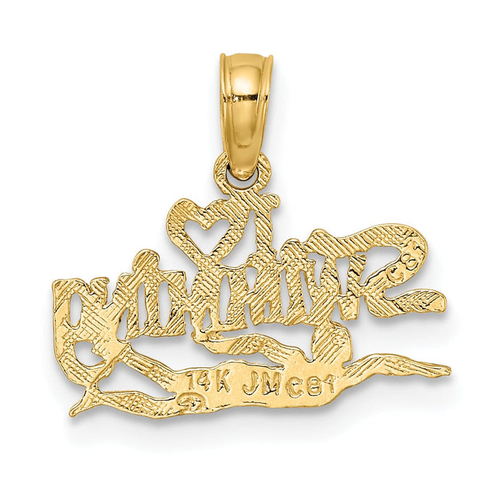 Lovely Rita's Pendants & Charms 14K Yellow Gold Polished Textured I HEART SWIMMING Charm Pendant