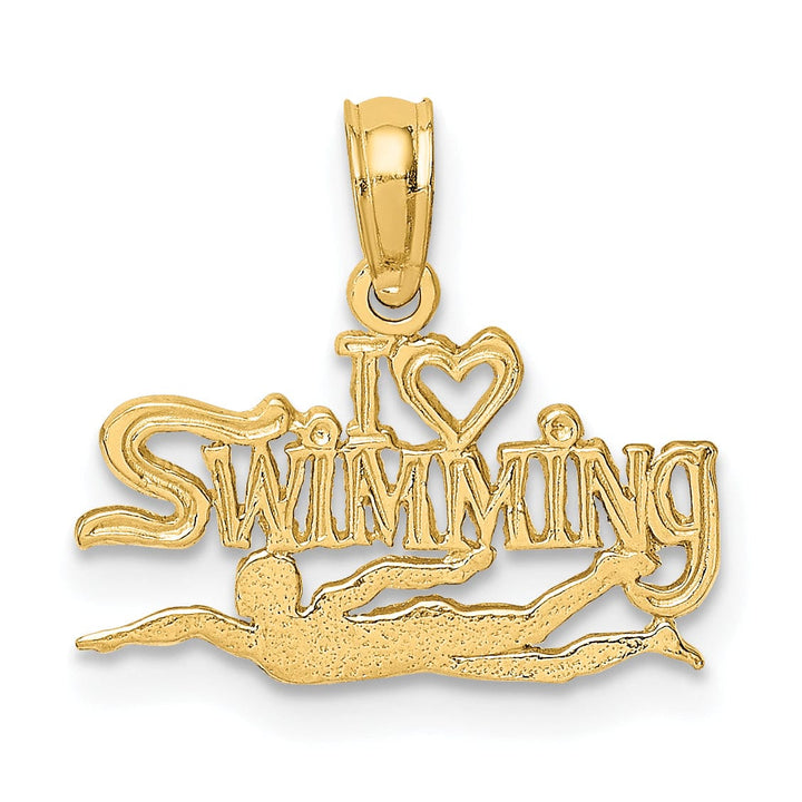 Lovely Rita's Pendants & Charms 14K Yellow Gold Polished Textured I HEART SWIMMING Charm Pendant