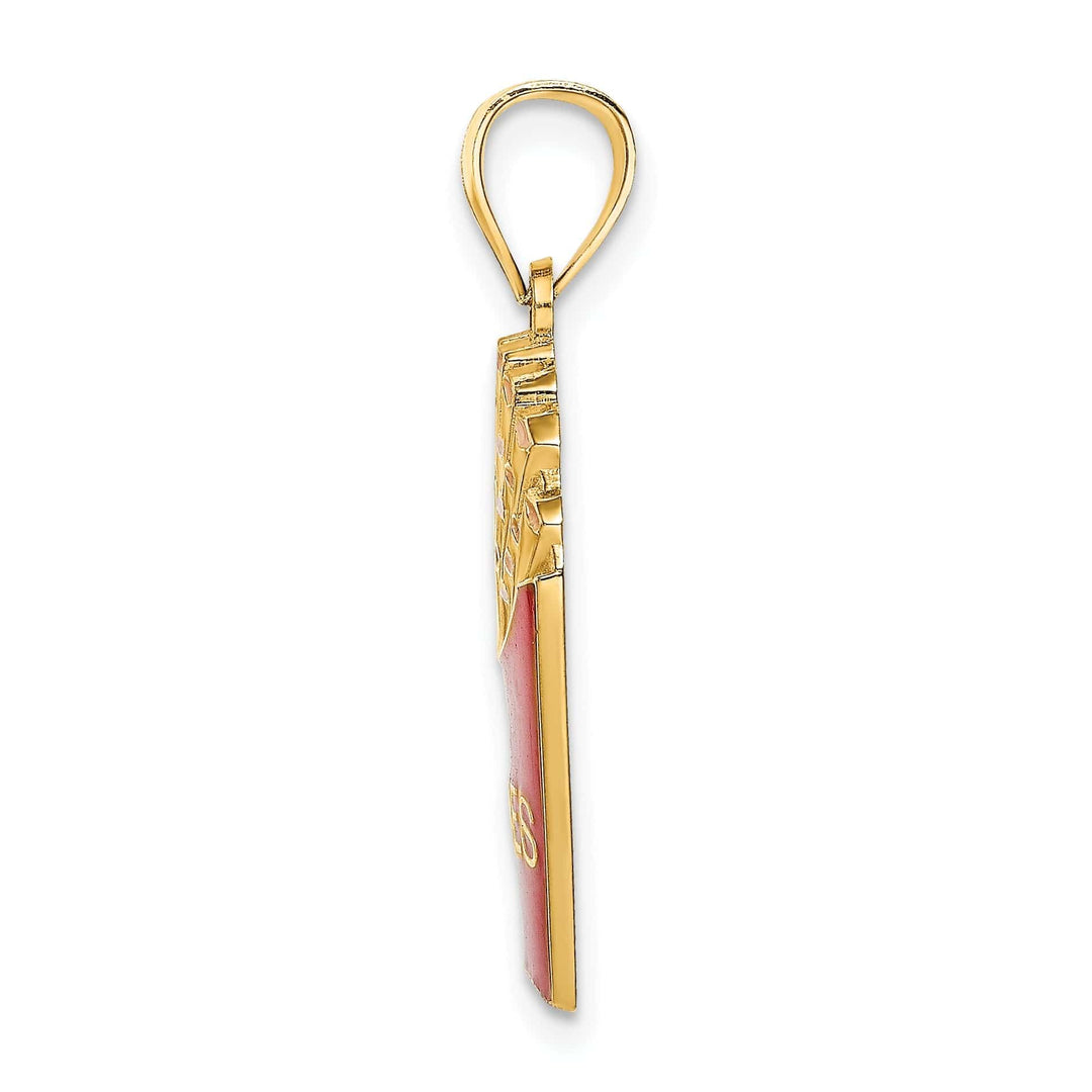 Lovely Rita's Pendants & Charms 14K Yellow Gold Polished Textured Red, Yellow Enamel Finish French Fries Charm Pendant