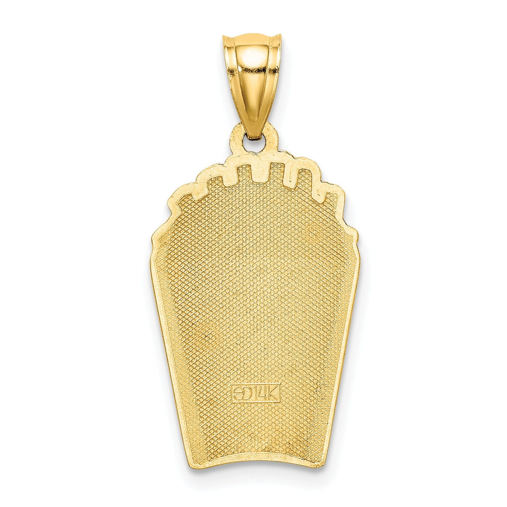 Lovely Rita's Pendants & Charms 14K Yellow Gold Polished Textured Red, Yellow Enamel Finish French Fries Charm Pendant