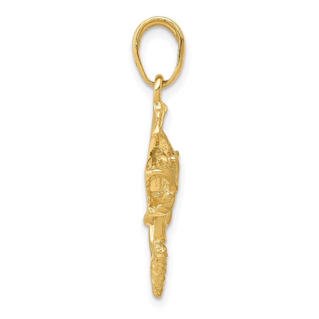 Lovely Rita's Pendants & Charms 14k Yellow Gold Polished Textured Solid Finish Bass Fish Jumping Charm Pendant