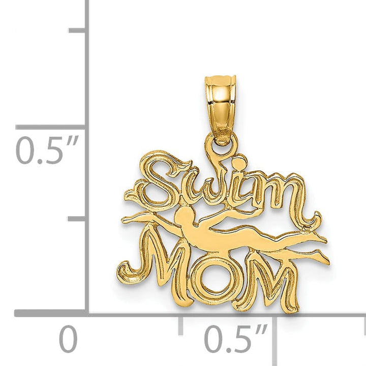Lovely Rita's Pendants & Charms 14K Yellow Gold Polished Textured Swim Mom Swimmer Charm Pendant