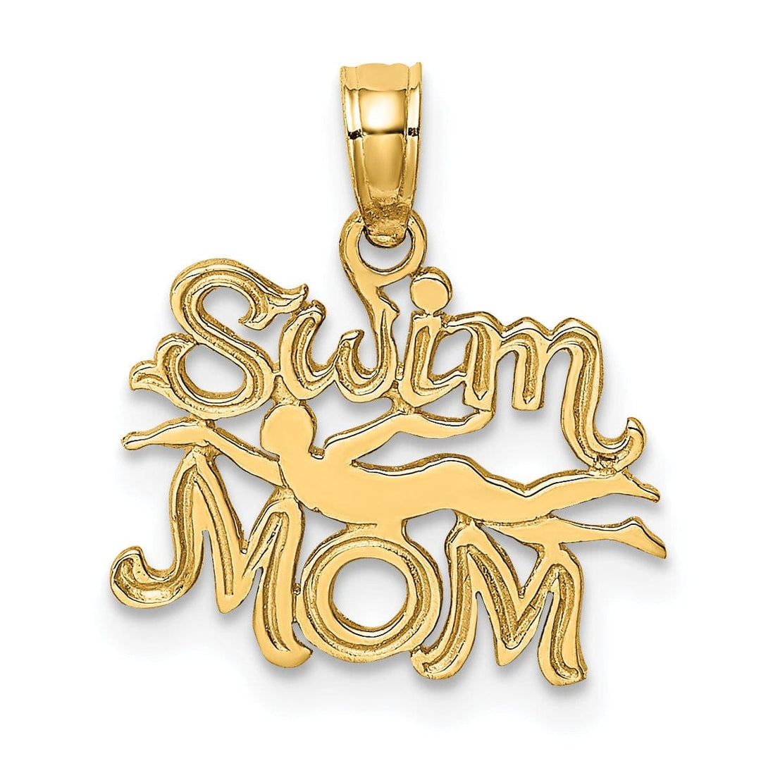 Lovely Rita's Pendants & Charms 14K Yellow Gold Polished Textured Swim Mom Swimmer Charm Pendant