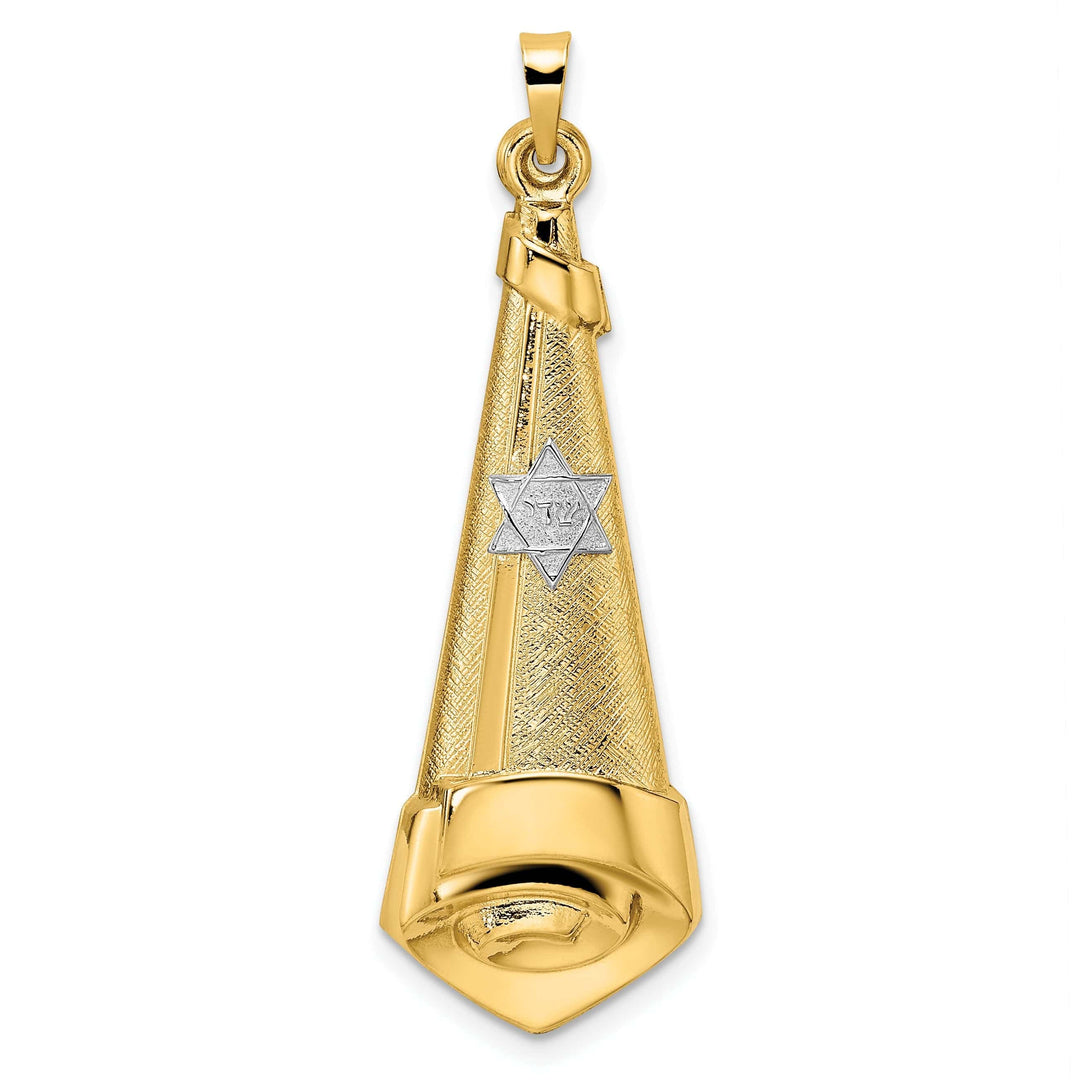 Lovely Rita's Pendants & Charms 14k Yellow Gold Polished Textured Unisex Scroll Star of David Pendant