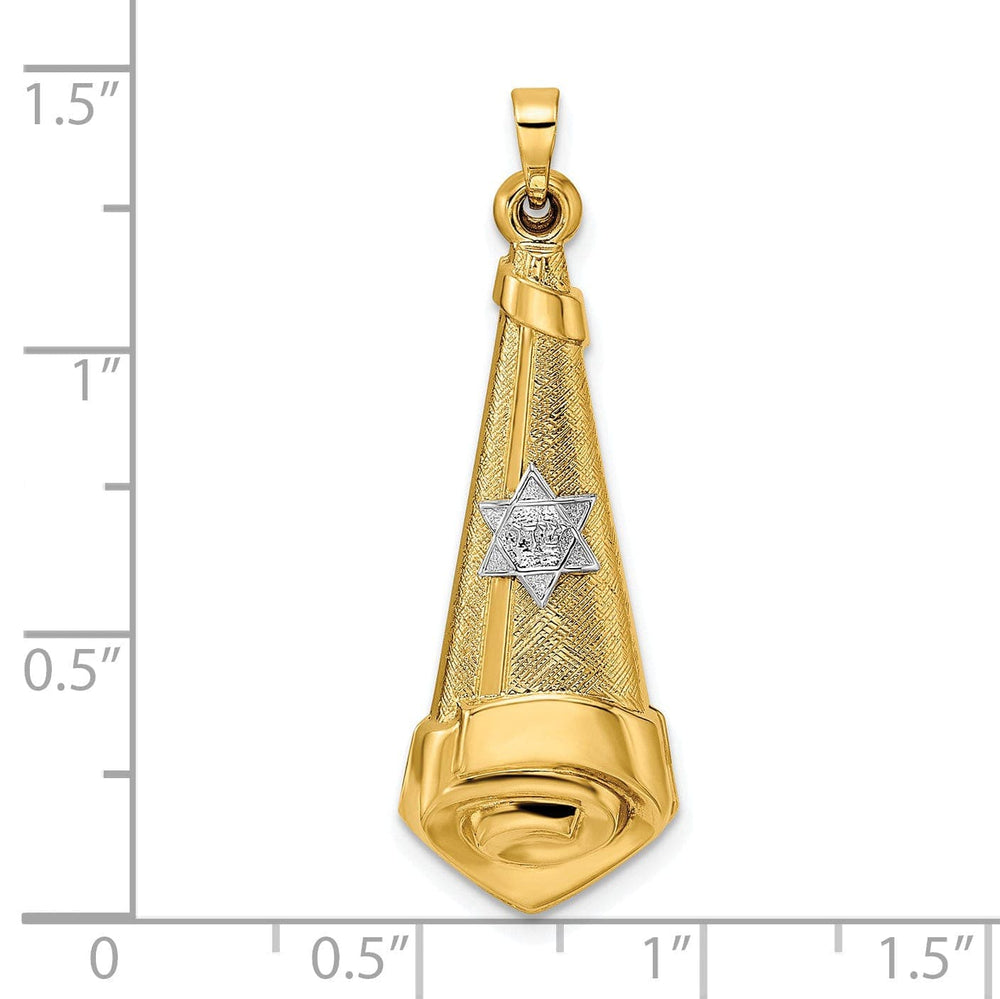 Lovely Rita's Pendants & Charms 14k Yellow Gold Polished Textured Unisex Scroll Star of David Pendant