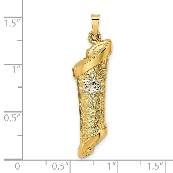 Lovely Rita's Pendants & Charms 14k Yellow Gold Polished Unisex Mezuzah with Star of David Pendant
