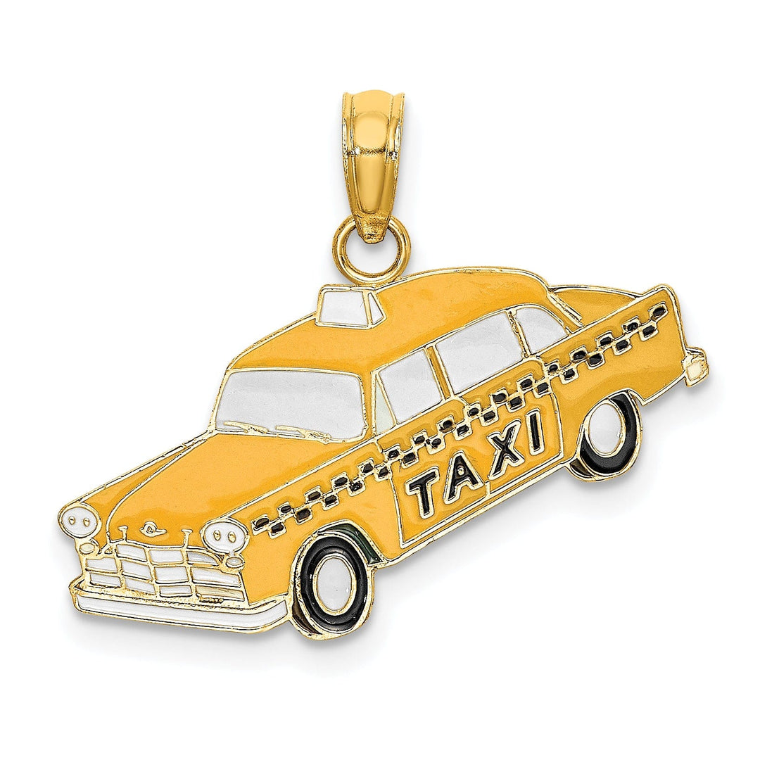 Lovely Rita's Pendants & Charms 14K Yellow Gold Polished Yellow, Black Enamel Finish New York Taxi Design Charm Pendant